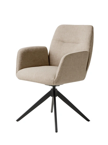 Fotel obrotowy Rossa beżowy tapicerowany do salonu nowoczesny z podłokietnikami UNIQUE