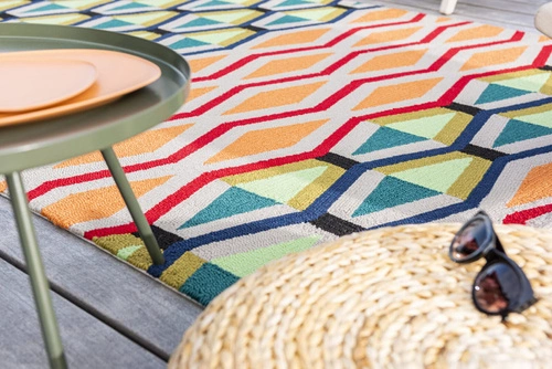 Cruz dywan zewnętrzny nowoczesny geometryczny 140x200 multikolor na taras i balkon łatwoczyszczący