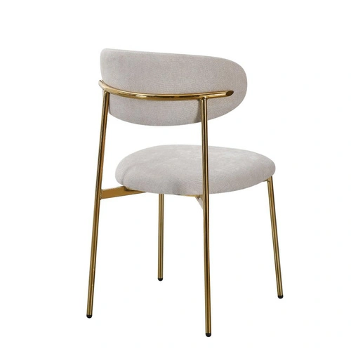 Krzesło Nola beżowe welurowe na złotych nogach do jadalni i salonu