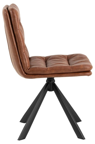 Krzesło tapicerowane obrotowe Dean Actona do jadalni brązowe ekoskóra loft na czarnych nogach