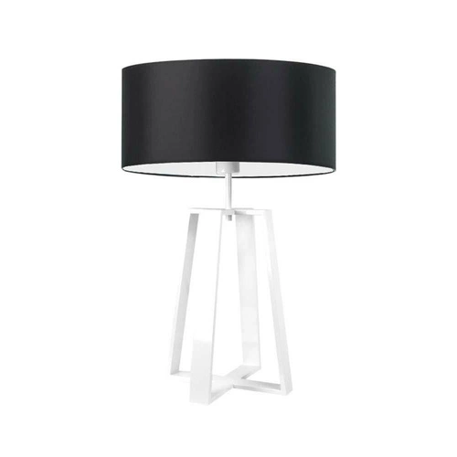 Lampka nocna do sypialni Thor LYSNE nowoczesna czarna z abażurem na biały stelaż 61 cm