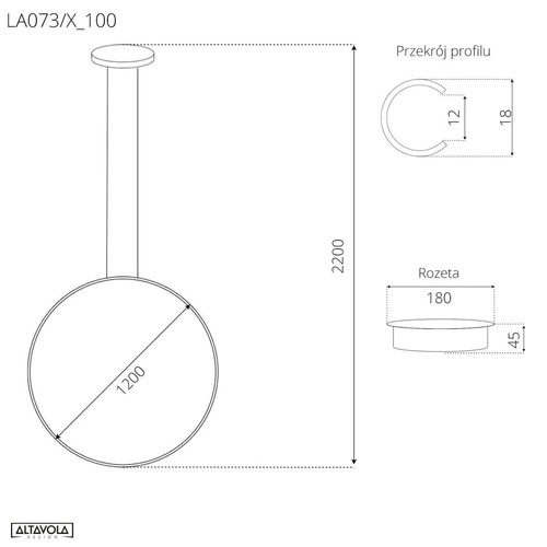 Lampa sufitowa LED okrągła Ledowe Okręgi 100 cm do salonu z regulacją wysokości Altavola Design
