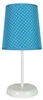 Nowoczesna lampka nocna Gala niebieska w kropki z abażurem do sypialni i salonu 31 cm