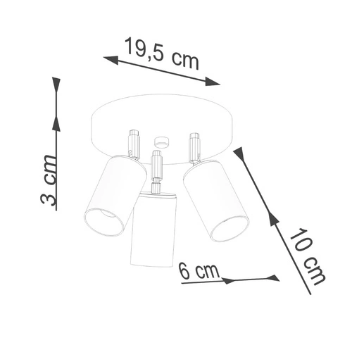 Plafon sufitowy WINX 3P czarny chrom nowoczesny metalowy do salonu i sypialni SOLLUX