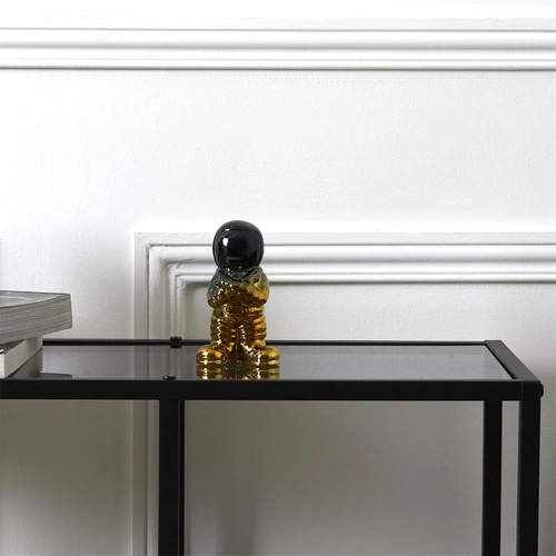 Figurka dekoracyjna ceramiczna Astronauta czarny Intesi nowoczesna do salonu lub na prezent