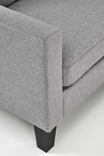 Sofa nierozkładana Kahs popielaty z podnóżkiem nowoczesna tkaninowa do salonu Intesi