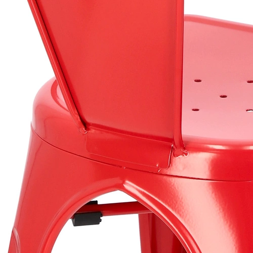 Krzesło metalowe Paris Arms czerwone inspirowane Tolix do jadalni i kuchni z podłokietnikami