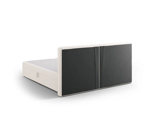 Łóżko tapicerowane do sypialni Micadoni Jodie beżowe 140x200 z pojemnikiem