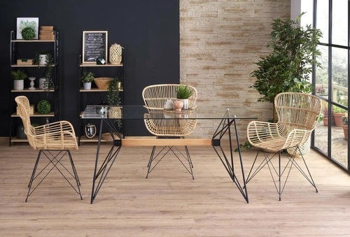 Stół glamour do salonu Intesi Groll 160x80 szklany blat czarne nogi nowoczesny nierozkładany