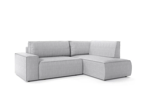 Narożnik z funkcją spania Molde L prawy sztruksowy szary do salonu z pojemnikiem