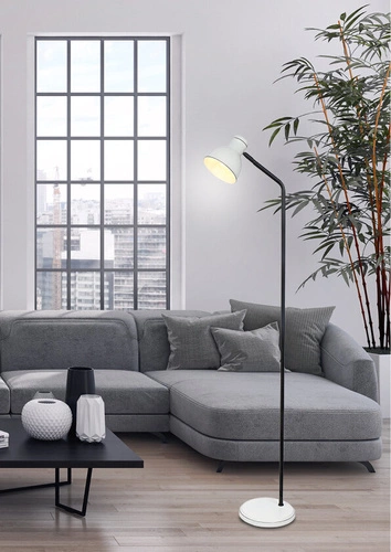 Lampa stojąca do salonu nowoczesna Zumba biało-czarna metalowa CANDELLUX LIGHTING 142 cm