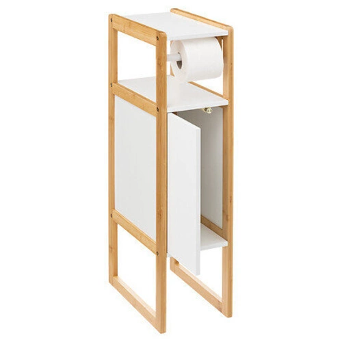 Szafka łazienkowa stojąca biała Natureo na papier toaletowy z drewna bambusowego 20 cm 5five