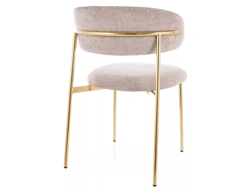 Krzesło Pasco Slim Intesi tapicerowane beżowe ze złotymi nogami do jadalni