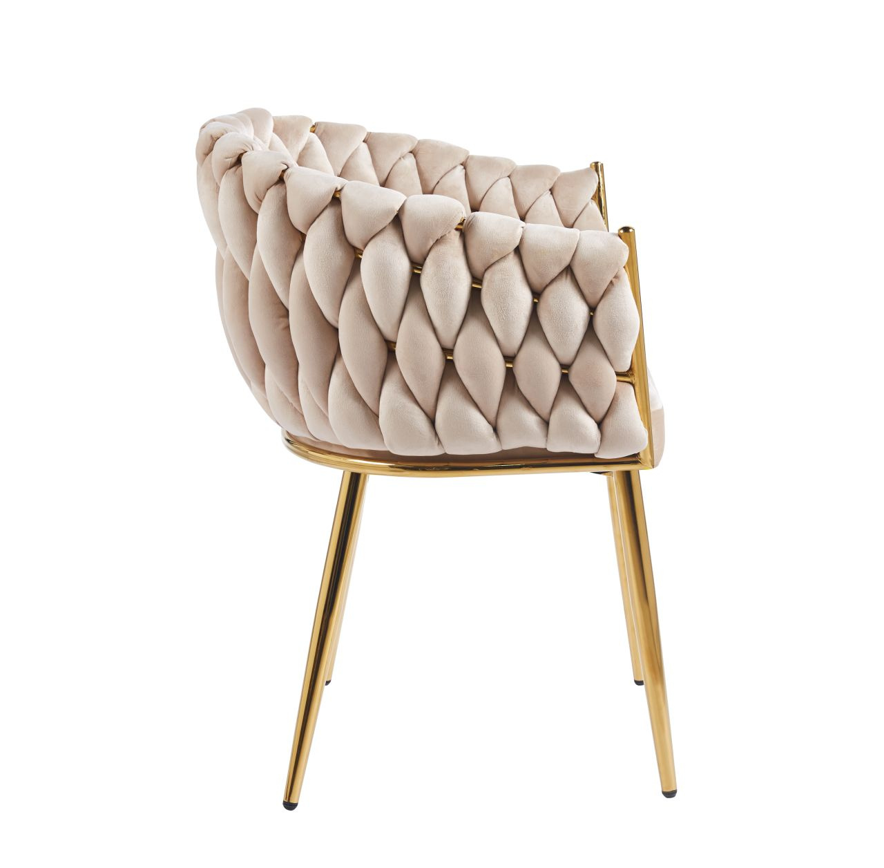 Krzesło tapicerowane Malaya Velvet Intesi beżowe z podłokietnikami do jadalni glamour