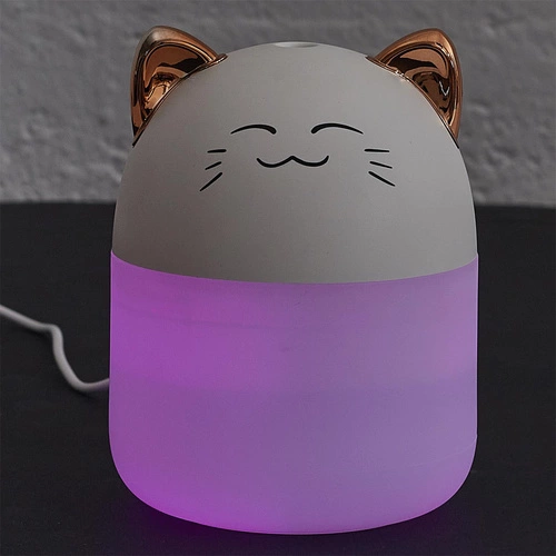 Nawilżacz powietrza Intesi Kot LED biały nowoczesny do pokoju dziecięcego i salonu