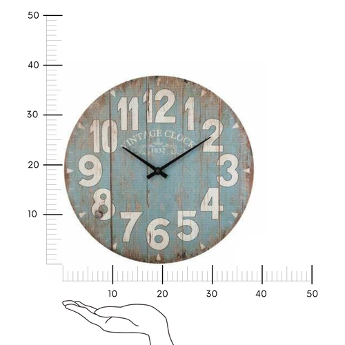 Zegar ścienny retro Alex 38 cm niebieski cichy do salonu i sypialni Atmosphera