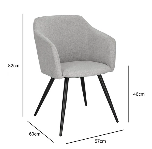 Krzesło Molto Intesi tapicerowane szare z podłokietnikami do jadalni nowoczesne skandynawskie