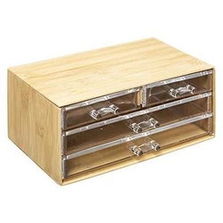 5five simply smart szkatułka na kosmetyki i biżuterię bambusowa z 4 szufladkami do łazienki