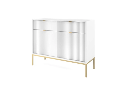 Zestaw mebli do sypialni biały/złoty Delicious ryflowane fronty