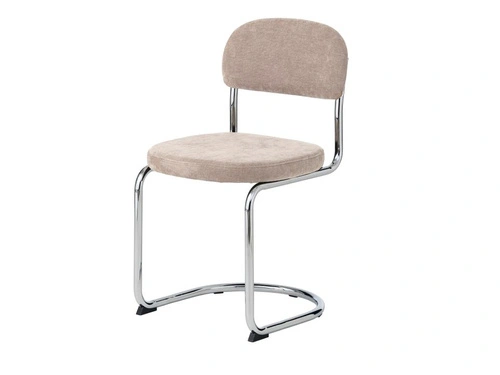 Krzesło tapicerowane Griffin do jadalni beżowe na płozach chrom
