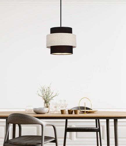 Lampa wisząca Benta czarny 1x40W E27  abażur czarny+kremowy