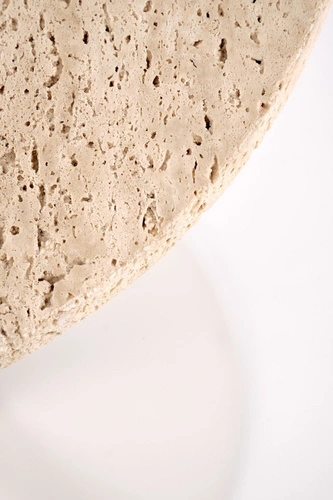 Stolik kawowy Epkos okrągły trawertynowy biały nowoczesny wysoki do salonu 35 cm