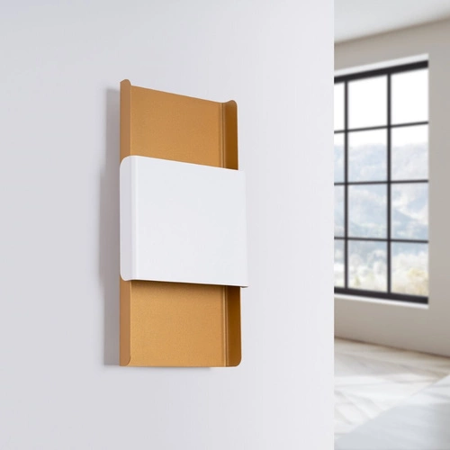 Nowoczesny kinkiet ścienny DURLIN złoty i biały SOLLUX LIGHTING do salonu i sypialni 40 cm