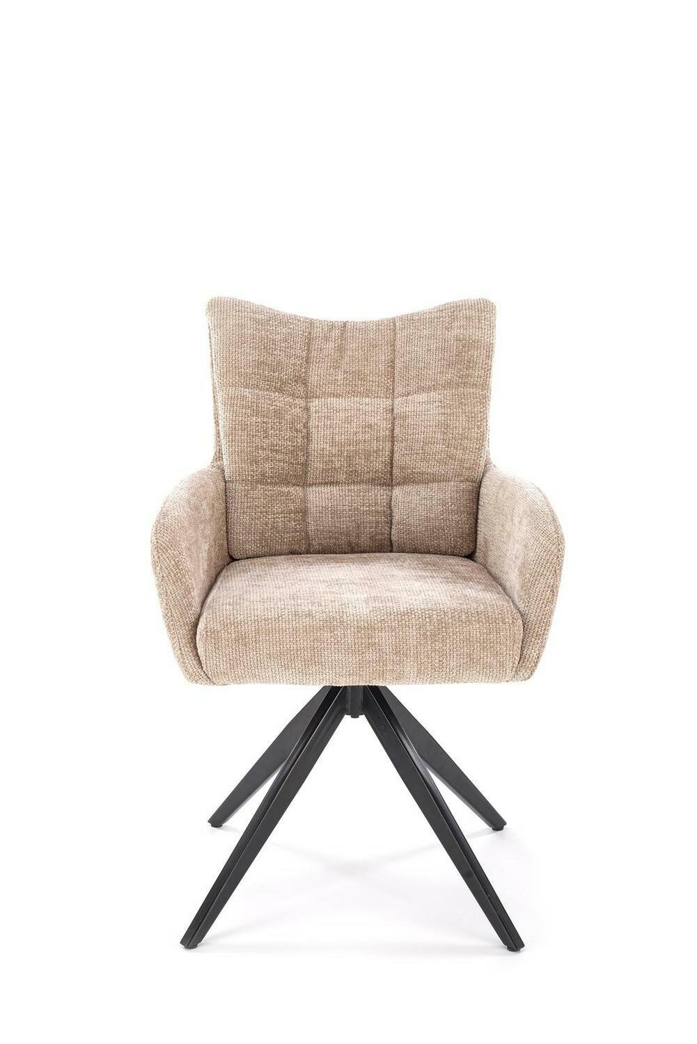 Krzesło obrotowe Dahlia Intesi tapicerowane beżowe z podłokietnikami do biura i jadalni