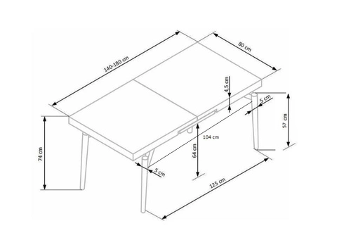Stół rozkładany do jadalni Mella nowoczesny loftowy dąb naturalny czarne nogi 140–180 cm