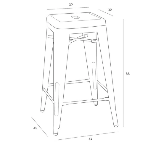 Hoker metalowy Paris 66 cm biały bez oparcia industrialny do wyspy kuchennej D2.DESIGN