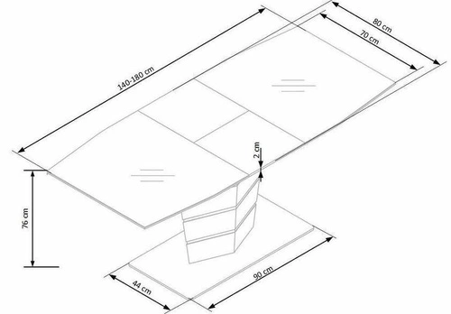 Stół rozkładany do jadalni Retos beżowy mat szklany blat nowoczesny na jednej nodze 140-180 cm