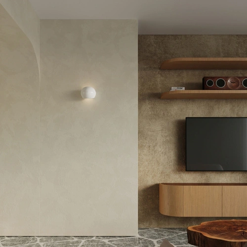 Nowoczesny kinkiet ścienny ceramiczny Globe Sollux biały połysk do salonu i sypialni