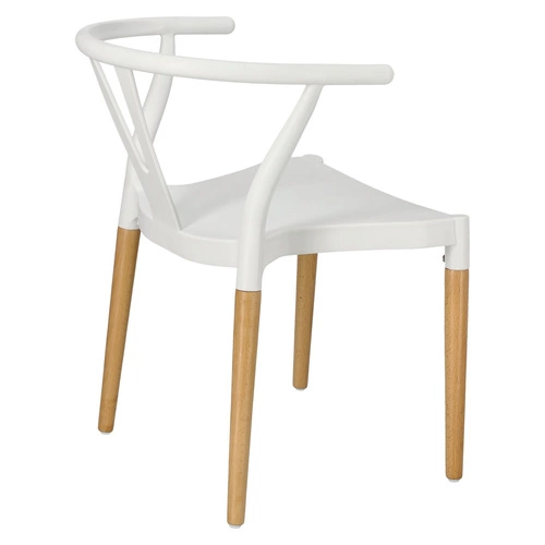 Krzesło do jadalni Wicker PP Simplet białe inspirowane Wishbone, sztaplowane, łatwe czyszczenie