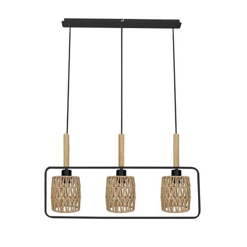 Lampa wisząca Crown czarna beżowa boho 3-punktowa regulowana do salonu nad stół