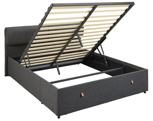 Łóżko tapicerowane Calvi 140x190 do sypialni szare z szufladami