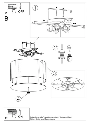 Plafon sufitowy Otto 50 czarny nowoczesny okrągły do salonu i sypialni E27 