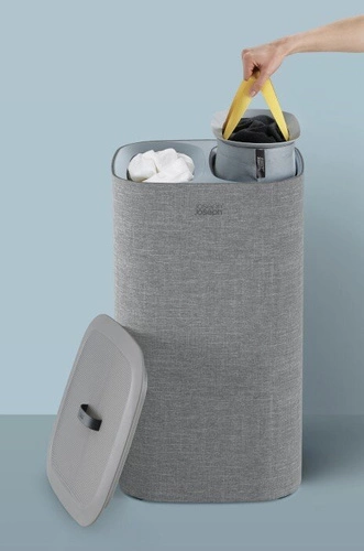 Joseph Joseph Tota nowoczesny kosz na pranie 60l dwukomorowy do łazienki szary