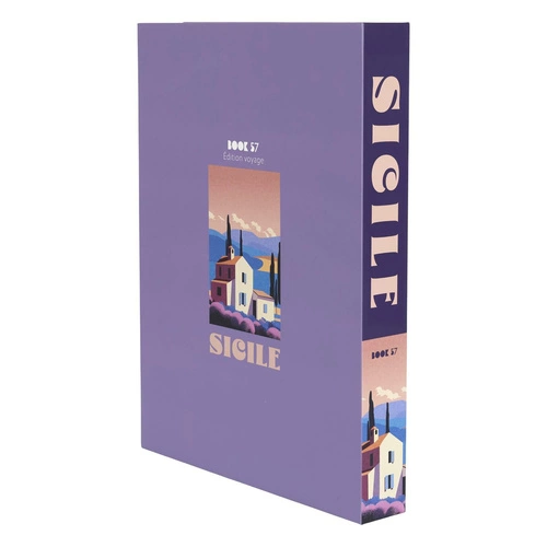 Pudełko ozdobne książka Sicile fioletowe dekoracyjne tekturowe do sypialni Intesi
