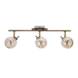 Lampa sufitowa Lentini listwa patynowy 3x40W G9 klosz bursztynowy