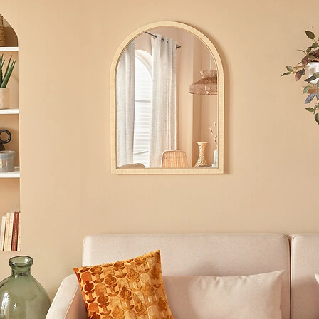 Lustro półokrągłe Thea 55x75 cm beżowe dekoracyjne do salonu i przedpokoju Atmosphera