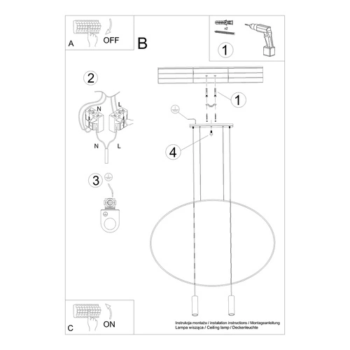 Lampa wisząca Holar 2 czarna nowoczesna do salonu i nad stół Thoro metalowa