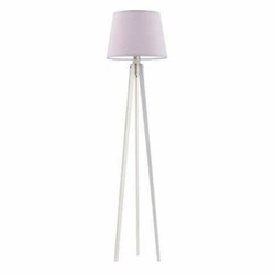 Lampa podłogowa drewniana Curacao nowoczesna z abażurem fioletowym do salonu Lysne 158 cm