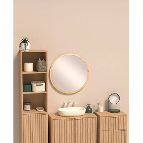 Wąska szafka łazienkowa stojąca Tasso naturalna skandynawska z szufladą 33 cm 5five