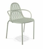 Krzesło metalowe Malvasia Arm zielone jasne nowoczesne do jadalni i na taras z podłokietnikami