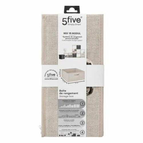 Pudełko materiałowe do regału 31x15 beżowe z metalowym uchwytem 5five simply smart