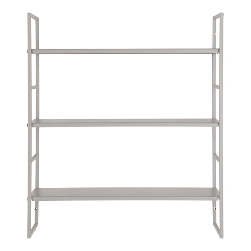 Półka ścienna metalowa Beja szara 3-poziomowa na książki i dekoracje do salonu Intesi