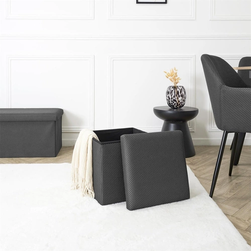 Pufa ze schowkiem Vels Atom szara nowoczesna składana do przedpokoju i pokoju młodzieżowego 38x38 cm