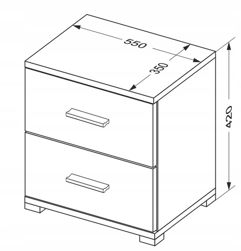 Szafka nocna Della grafitowa 55 cm z 2 szufladami, nowoczesny loftowy styl, Intesi