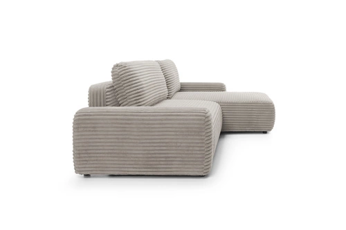 Narożnik z funkcją spania Domle prawy sztruksowy brązowy nowoczesny do salonu Intesi