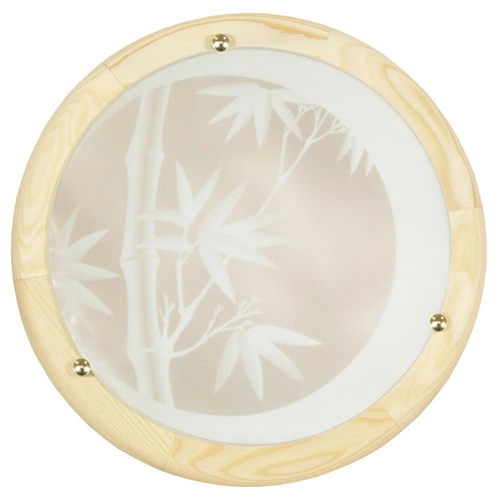 Plafon sufitowy Bamboo 40 okrągły drewniano-szklany biały do salonu i kuchni CANDELLUX